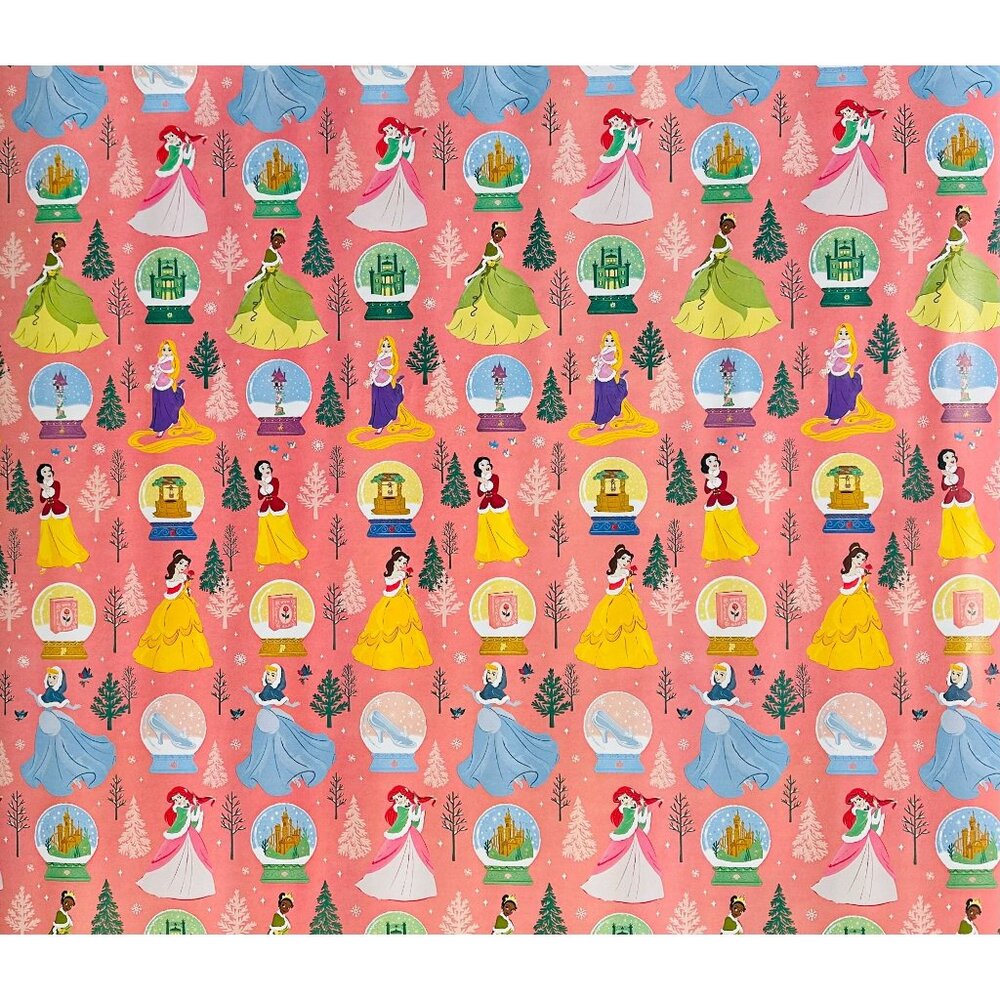 Hallmark Wrapping Paper Disney Princesses on Pink 25 sq ft Roll Holiday Gift